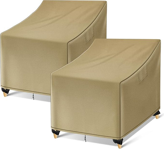 WLEAFJ Outdoor Chair Covers Waterproof, Khaki Lawn Patio Furniture Covers, Heavy Duty Wicker Garden Sofa Chair Cover, 2 Pack - 36" W x 37" D x 36" H