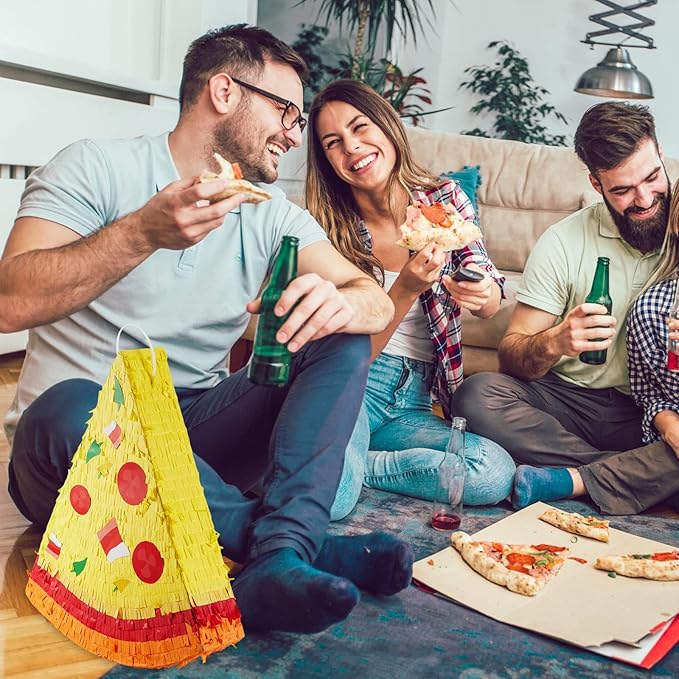 Lewtemi Pizza Piñata Pizza Party Favors Pizza Birthday Party Supplies with Stick Confetti and Blindfold Pizza Shower Theme Decorations for Pizza Supply