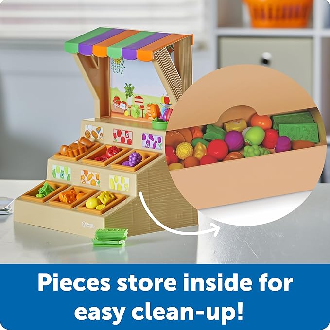 Learning Resources Mini Farmstand Sorting Set, Play Food, Play Kitchen, Sorting Toy, Kitchen Playset, Ages 3+