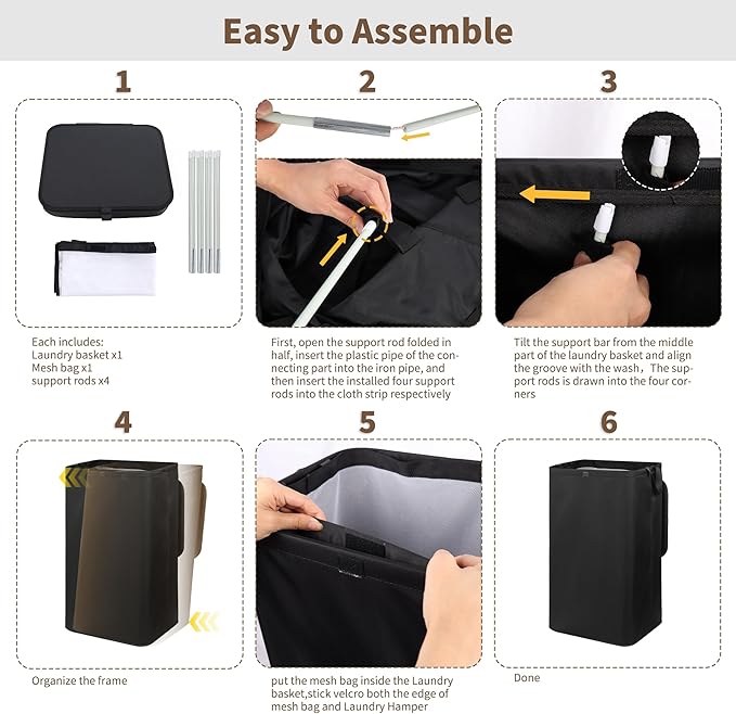 80L Large Laundry Hamper with Lid, Foldable Laundry Bag for Washing Machine with Removable Inner Bag, Dirty Hampers for Bedroom, Bathroom,Laundry Room, College (Black)