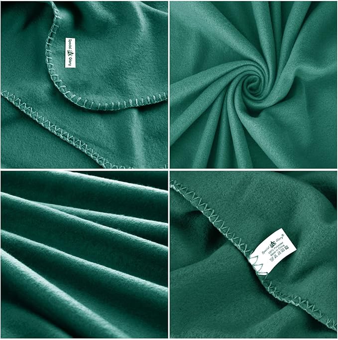 Fleece Throw Blanket Bulk Fleece Blankets Solid Lightweight Warm Soft Cozy Pet-Friendly for Home Bed Sofa Couch Dorm Office Wedding Gifts Travel Airplane Seasons (Dark Green, Pack of 6-50x60 Inches)