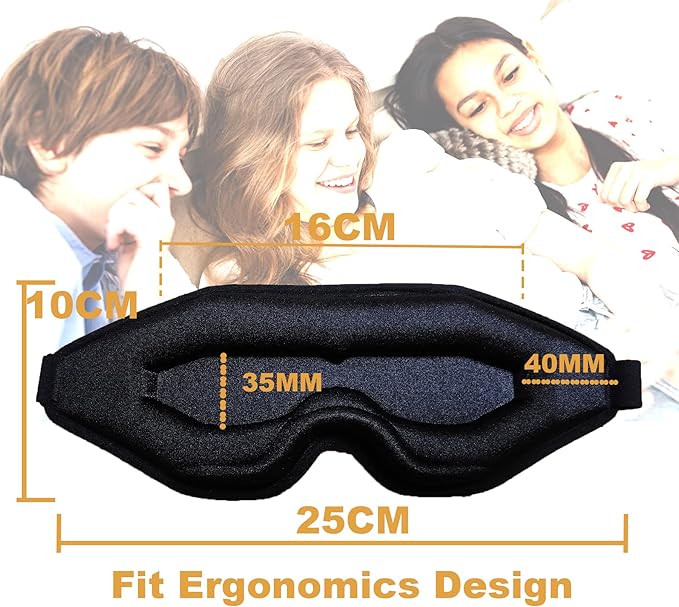 Fan Wu 3D Contoured Sleep Mask for Side Sleepers – Ultra Soft Blackout Eye Mask with Adjustable Strap, Zero Pressure on Eyes, Breathable & Lightweight Memory Foam for Travel, Nap, Shift Work