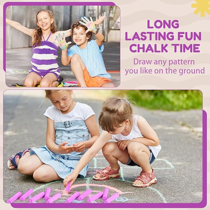 Fulmoon 40 Pcs Jumbo Sidewalk Chalk for Kids Outdoor Art Non Toxic Large Washable Street Chalk for Adults Drawing Painting Graffiti Classroom(Rose Red,Round Style)