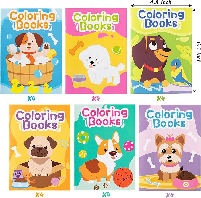 24PCS Puppy Theme Coloring Books Bulk for Kids Animal DIY Art Drawing Book with Corgi Doggy Patterns for Dog Birthday Party Favors Goodie Bag Filler School Classroom Rewards Prizes Supplies