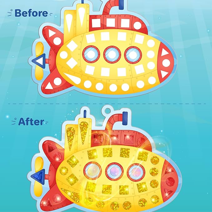 Imagimake Mirror Mosaic Ocean Theme Kids Art Set | DIY Craft Kit with Foil Stickers | Mosaic Kit for Kids | Birthday Gift for Boys and Girls Ages 3-8 | Toys for 4 Year Old Boys