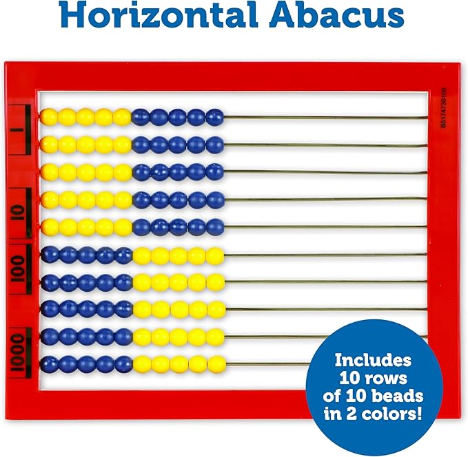 Learning Resources 2-Color Desktop Abacus, Red Frame, Color Coded, Math Concepts