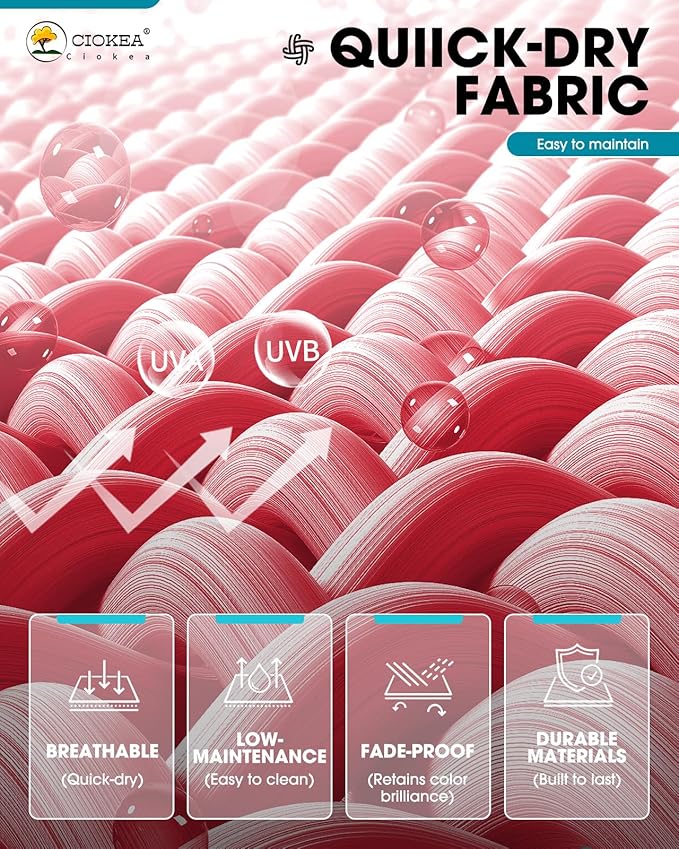 Pool Chaise Lounge Chair Set of 4, Outdoor Lounge Chairs with Wheels, 5-Position Adjustable Sun Loungers for Outside, Deck, Beach, Red