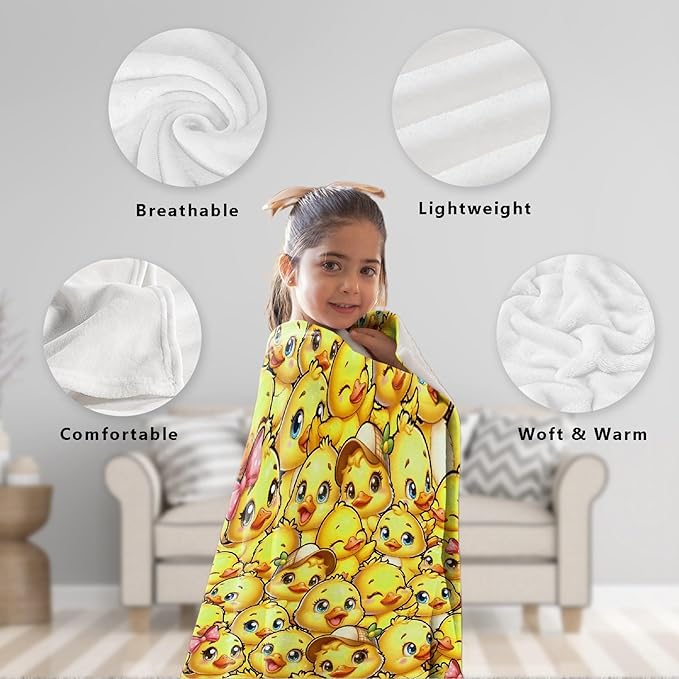 Little Yellow Ducks Adult duck Blanket Kids Funny Blanket Suitable for Bedroom Living Room bed sofa Crib Couch Chair outdoor All Season Items That Yellow Duck Lovers Will Love 50"x40"for Kid