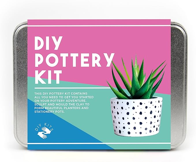 Gift Republic Pottery Kit Beginners Pottery Craft Set Clay Pottery Gift Fun Home Made Craft Project Kids Teens Adults Sculpting Tool Set Gift Tin