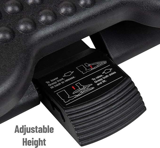 Mind Reader Foot Rest, Under Desk at Work, Ergonomic, Height Adjustable, Office, Plastic, 17" L x 13" W x 6.25" H, Black (Pack of 5)