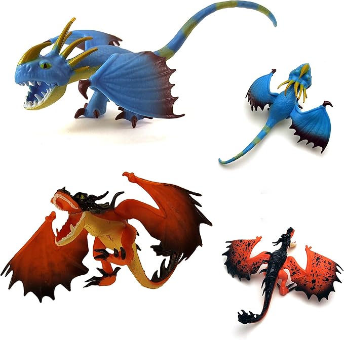 Toysvill Vikings & Dragon Toys Action Figures (Light Fury, Night Fury, Deathgripper, Monstrous Nightmare, Deadly Nadder, Hiccup, Astrid Hofferson, Snotlout Jorgenson) SET 8 PCS