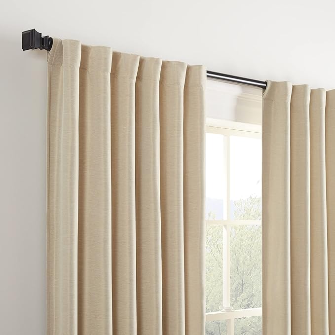 Eclipse Fresno Modern Blackout Thermal Rod Pocket Window Curtain for Bedroom (1 Panel), 52 in x 63 in, Wheat