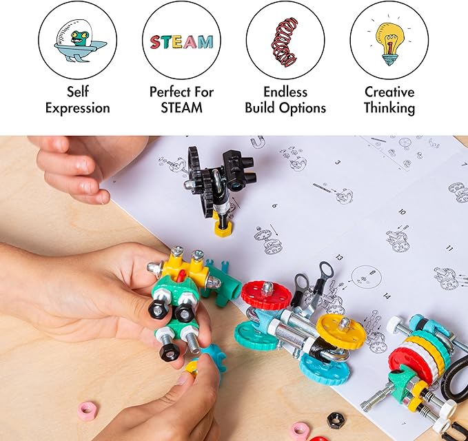 Jumbo Kit Educational Build Your Own Robot Toy, Stem Classroom Games for Group Play & Family, Valentine Birthday Gifts for Kids Montessori Play Kit, Steam Toys for Kids Ages 6 7 8 9+
