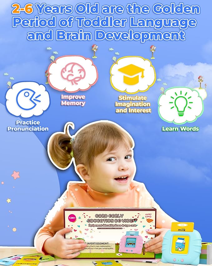 KOKODI Toddler Toys for Boys 2 3 4 5 Year Old Gifts, Speech Therapy Toys, Talking Flash Card 224 Sight Words, Montessori Learning Educational Sensory Toys for Autistic Children Toddler Age 2-5