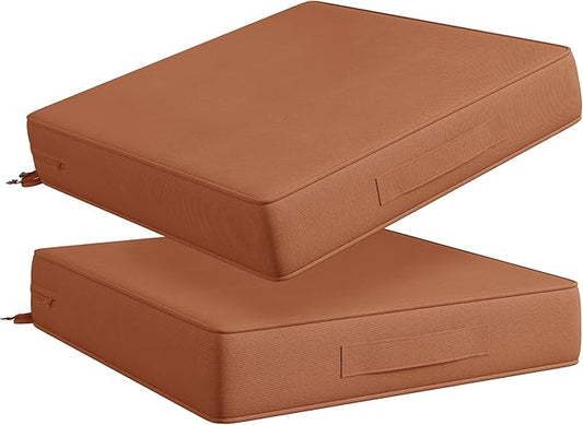 Codi Replacement Couch Cushions 2 Sets, Upholstery Foam with Covers for Sofa Chair Cushion Outdoor Seat - 24 × 24 × 4 Inch, High Density Foam,Spice