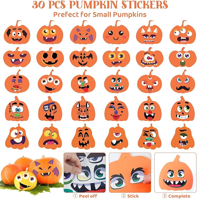 334 Pcs Fall Halloween Foam Pumpkin Crafts, 36 Set Halloween Crafts Foam Pumpkin Stickers DIY Fall Halloween Decorations Ornaments Classroom Party Favor Supplies Activities