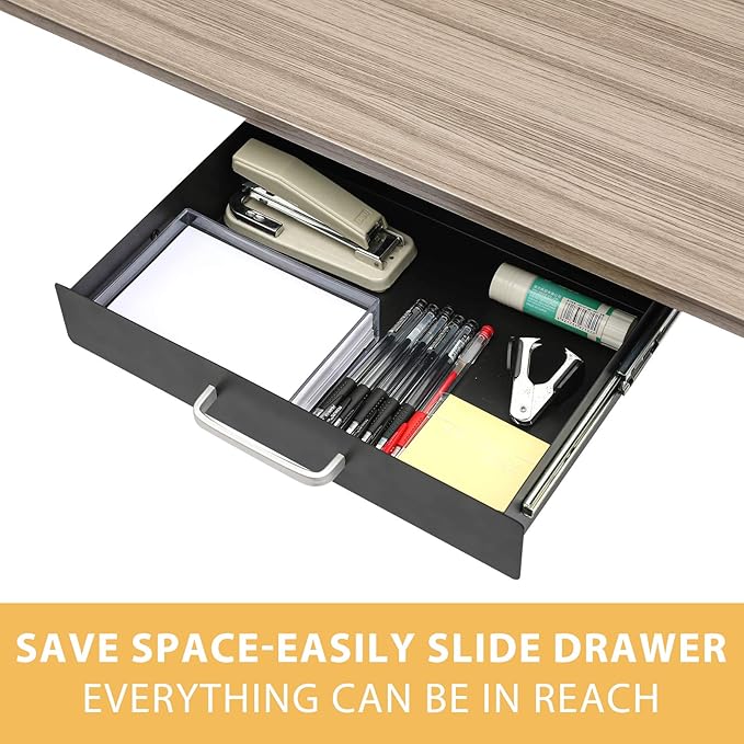 Gome Under Desk Pull-Out Drawer - Storage Organizer Office Mounted, Easy Slide-Out Pencil Drawer for Saving Space, Under Flat-Top Desk Storage Ideal for Sit-Stand Workstation