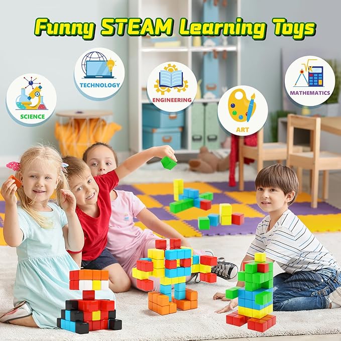 Magnetic Blocks, Toddler Toys for 3 4 5 Year Old Boys Girls, Building Stem Preschool Learning Magnet Sensory Toys for Kids,Classroom Must Haves Christmas Toys Birthday Gifts for Kids 3+…
