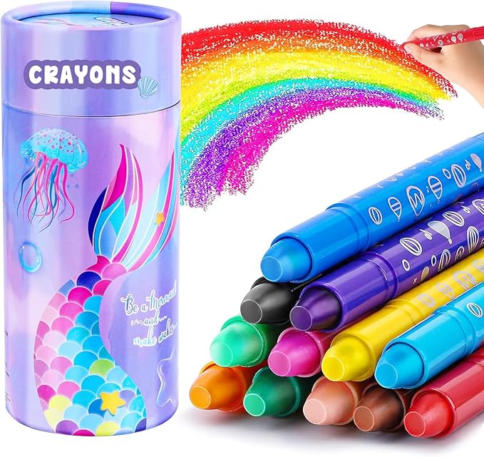 DreamCandy Twist Crayons for Toddlers,12 Colors Non Toxic Washable Crayons for Kids,Art Supplies Drawing Coloring Crayon Set,Gift for Boys and Girls,Back to School,Stocking Stuffers