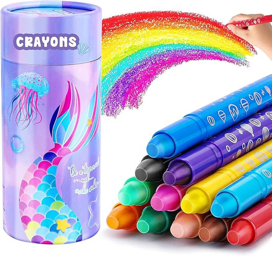 DreamCandy Twist Crayons for Toddlers,12 Colors Non Toxic Washable Crayons for Kids,Art Supplies Drawing Coloring Crayon Set,Gift for Boys and Girls,Back to School,Stocking Stuffers