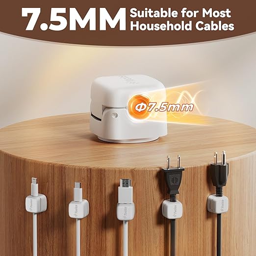 10Pack Rotatable Cord Organizer,Spring Cable Clips Desk Cable Management Cord Holder Adhesive Phone Charger Cord Clips for Home Office Car Wall Nightstand Accessories White