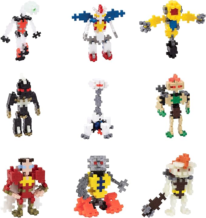 PLUS PLUS Set of 9 Mystery Makers, Stem Building Toy, Party Favor Gifts, Interlocking Mini 3D Puzzle Blocks for Kids - Robots