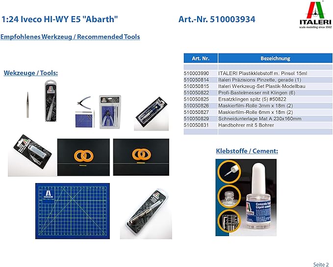 Italeri 3934S 3934S-1:24 Iveco HI-WY E5 Abarth, Building, Stand Model Making, Crafts, Hobby, Gluing, Plastic kit, Unlackiert
