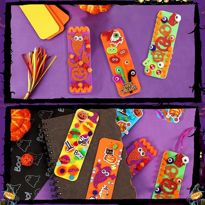 JULBEAR 36 Sets Halloween Crafts Kits DIY Blank Foam Decorations Sets Foam Self-Adhesive Stickers Arts for Kids Halloween Party Favors Classroom Activity Gift Exchange