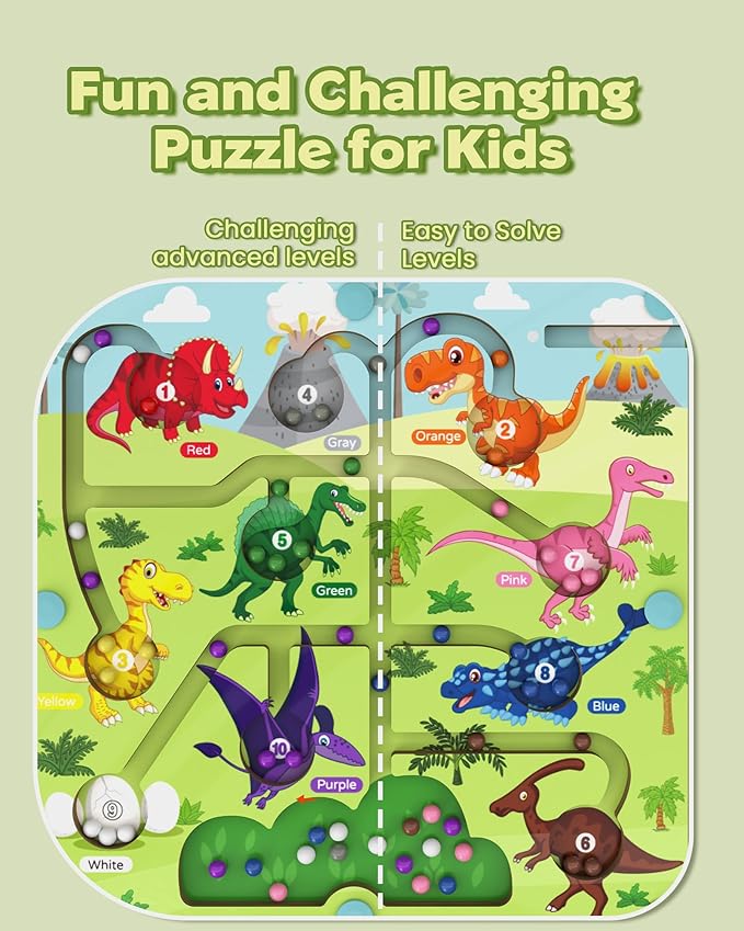 Magnetic Color and Number Maze, Montessori Busy Toys for 2 3 4 5 Year Old, Wooden Puzzle Activity Board, Learning Educational Toddler Toy for Kids 3 4 5 Year Old, Toddler Travel Toys for Preschoolers