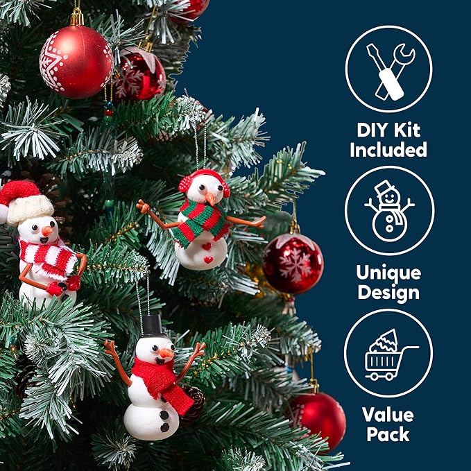 JOYIN Christmas Build Your Snowman Craft Kit, 9 Pack DIY Snowman Christmas Craft Kit for Christmas Party Favor, School Arts and Craft Activities, Xmas Gift Stocking Stuffers for Kids, Holiday Presents