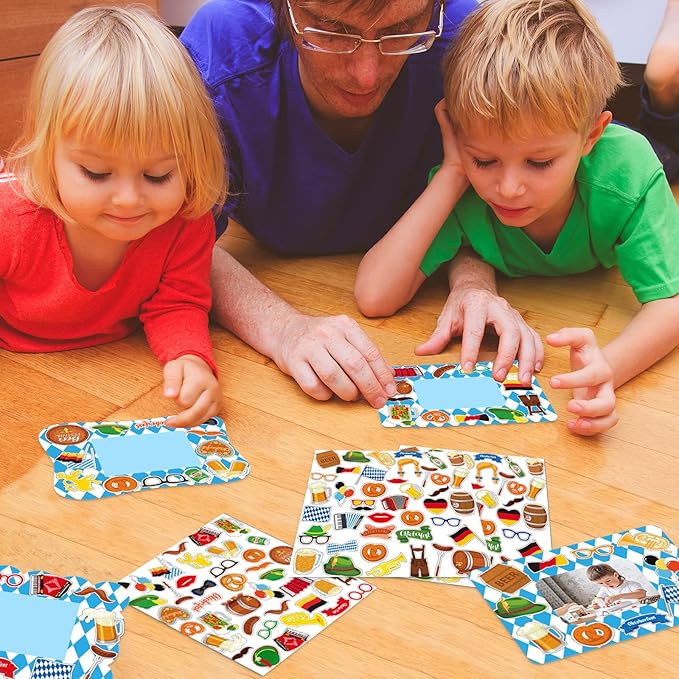 30 Packs Oktoberfest Picture Frame Craft Kits for Kids Oktoberfest DIY Craft Set with Germen Bavarian Festival Stickers Home Classroom Indoor Game Activities