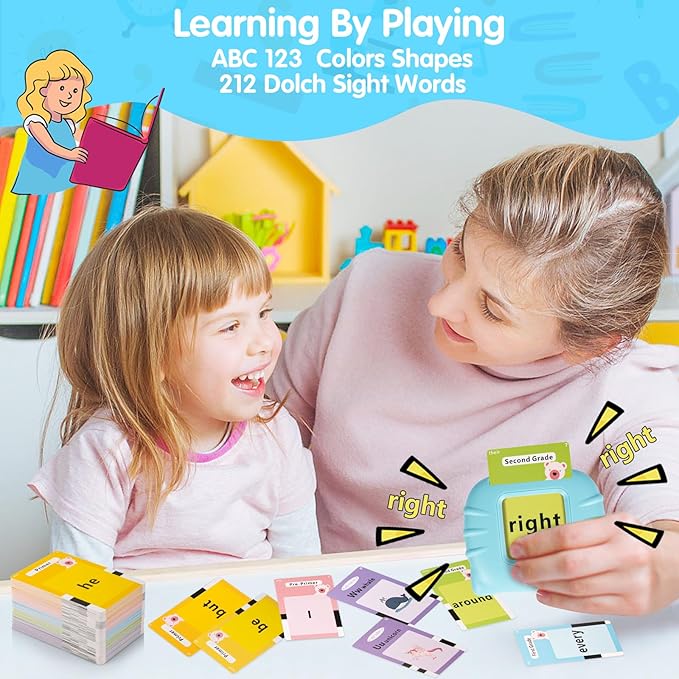 QuTZ Talking Flash Cards,ABC Learning for Toddlers 2-4, Autism Toys, Speech Therapy Toys, Educational Words Flash Cards Kindergarten for Boys and Girls, 272 Sight Words
