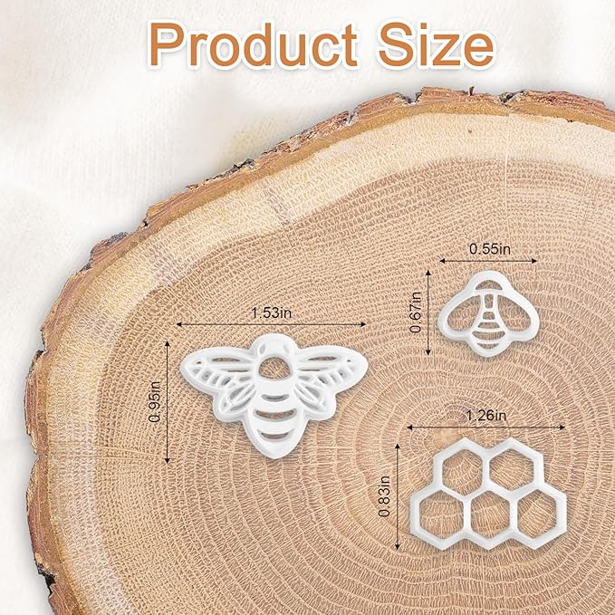 3ps Embossed Bumble Bee Cutter Set, Honeycomb Fall Polymer Clay Cutters, Clay Animals Jewelry Making, Polymer Clay Earrings Cutters, Tissue Blades Mini Clay Earring Cutters for Polymer Clay Texture