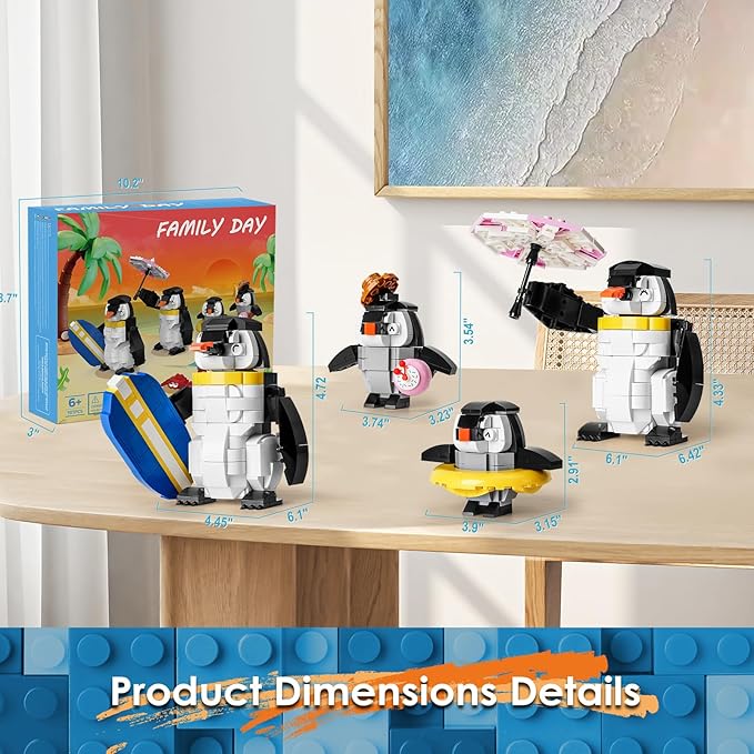 Penguin Family Animal Building Set Creator STEM Toy for Kids 6+, Model Building Kit for Display or Family Activity, Birthday Gift for Kids Boys and Girls Ages 6-12 (907PCS)