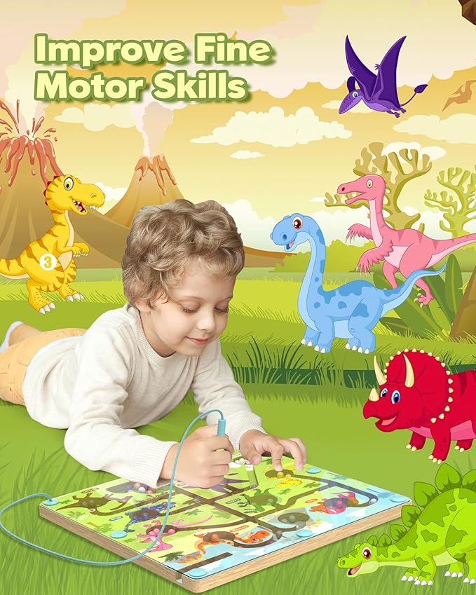 Magnetic Color and Number Maze, Montessori Busy Toys for 2 3 4 5 Year Old, Wooden Puzzle Activity Board, Learning Educational Toddler Toy for Kids 3 4 5 Year Old, Toddler Travel Toys for Preschoolers