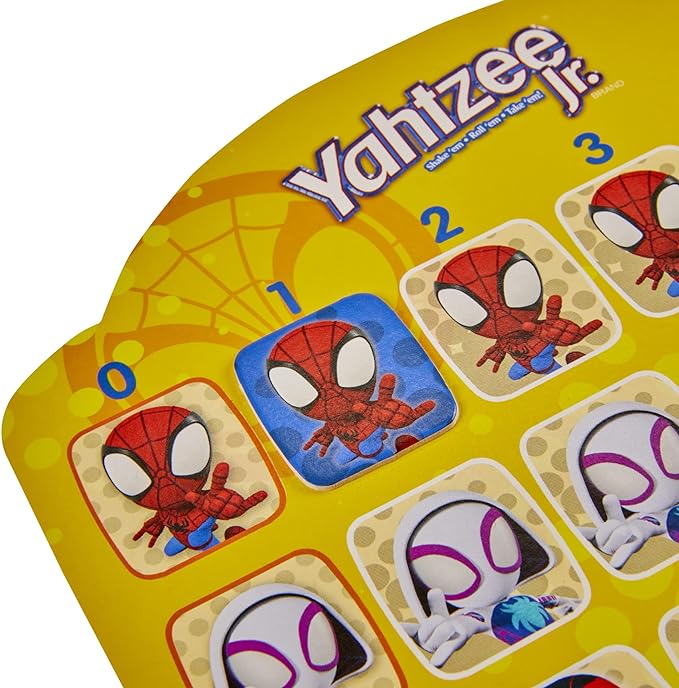Hasbro Gaming Yahtzee Jr. Marvel Spidey and His Amazing Friends Edition Board Game | Preschool Games for Kids | 2-4 Players | Easter Gifts Boys & Girls | Ages 4+ (Amazon Exclusive)