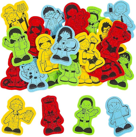 Fun Express Community Helpers Felt Shapes - 24 Pieces - Educational and Learning Activities for Kids