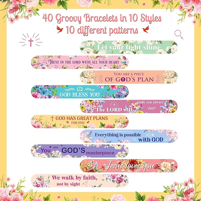 40 Pcs Bible Verses Religious Christian Slap Bracelets for Kids Jesus Love You Wristbands Inspirational Motivational Christian Slap Bracelets Sunday School Supplies He Is Risen Easter (Novel)