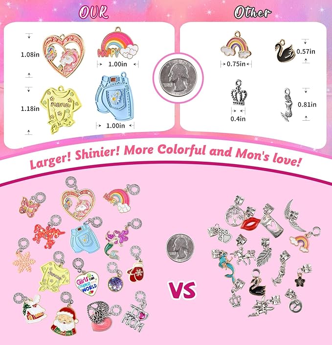 Girls Charm Bracelet Making Kit - Unicorn Jewelry Supplies Make Set DIY Art Craft Set Charm Bracelets Kits Creative Birthday Gifts for Kids Age 6 7 8 9 10 11 12 Year Old Girl Little Children Girl Toys