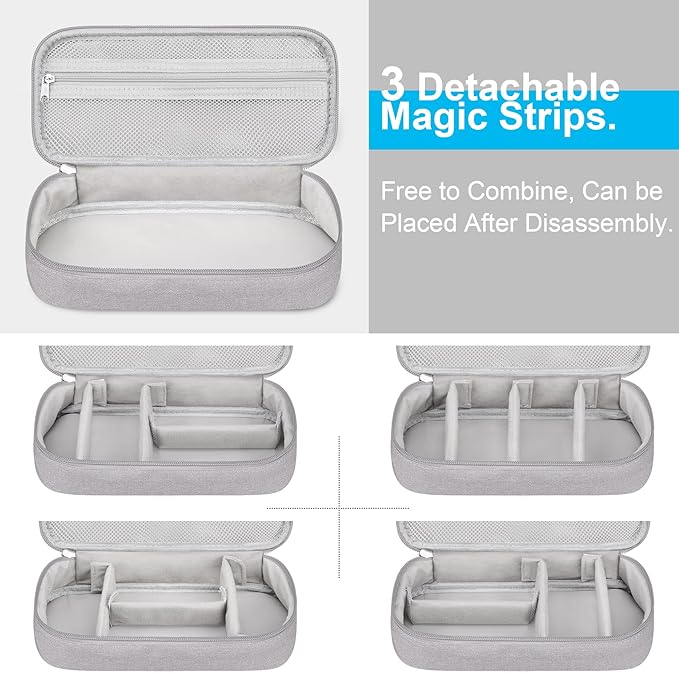 Lacdo Electronic Organizer Travel Cable Organizer Bag Pouch Tech Electronic Accessories Carry Case Portable Double Layers Charger Case for Cable, Cords, Charger, Earphone, Power Bank, Gray