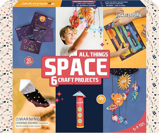 jackinthebox Space Science 6-in-1 Craft Kit Gift for Kids Ages 6-10, Solar System Science Kit for Kids, Space Toys for Kids, Easy DIY STEM Toy for Boys and Girls Ages 6 7 8 9 10