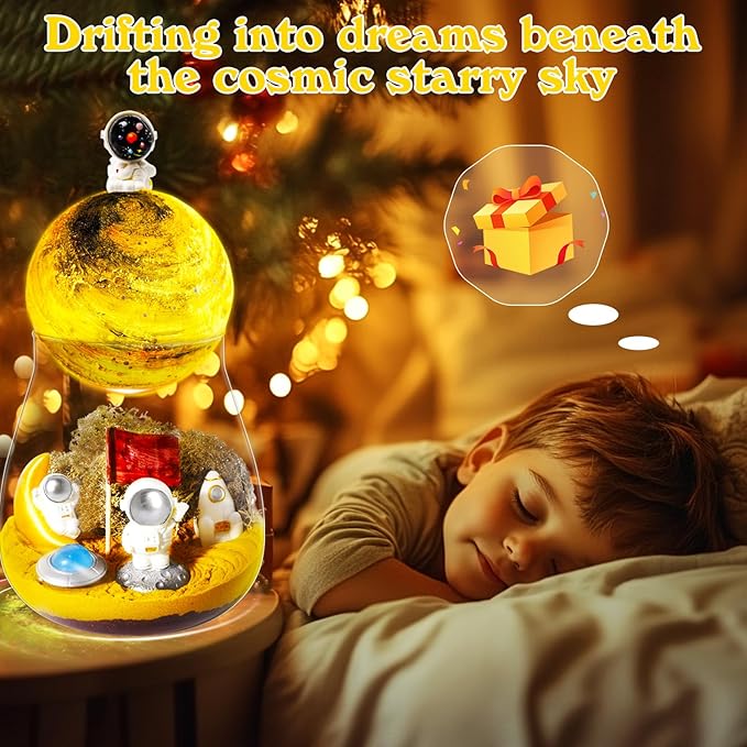 Astronaut Terrarium Kit for Kids with DIY Moon Lamp - Light Up Themed Craft Kit for Kids Ages 4-12 - Creative Birthday Gift Idea Educational Space Toys for Boys & Girls Ages 4 5 6 7 8-12 Year Old