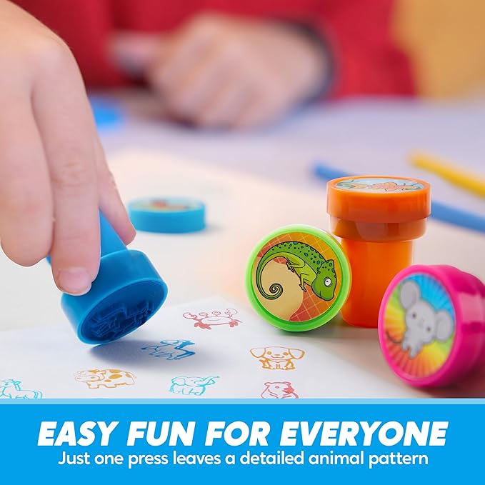 JOYIN 50 Pcs Animal Stamps for Kids, with 50 Different Designs, Farm,Sea Animals,Stamps for Crafting, Prize Box Toys for Classroom, Kids Party Favor