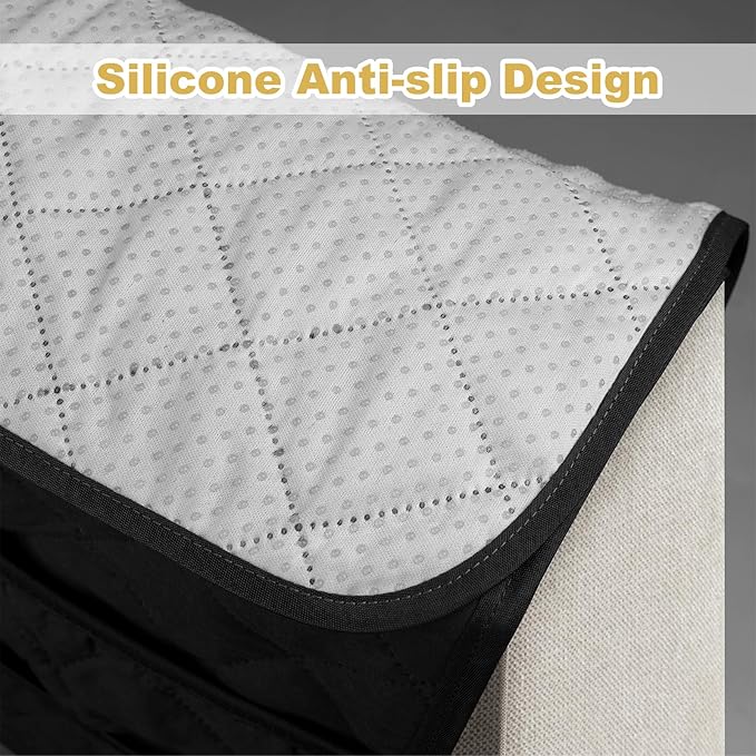 Remote Control Holder for Recliner,Armchair Caddy,Non Slip Sofa Armrest Storage Organizer for Recliner Couch with 6 Pockets for TV Remote,Cell Phone,Magazine (Black)