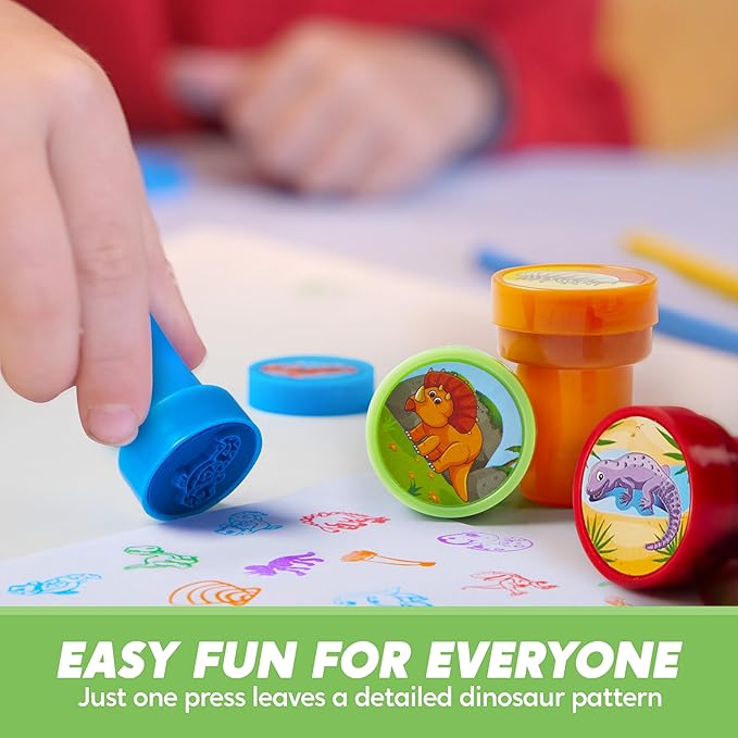 JOYIN 50PCS Dinosaur Stamps for Kids, 50 Different Designs, Fossils, Sea Dinosaurs, Stamps for Dinosaur Party Favor Bags, Easter Egg Stuffers, Halloween, Christmas, Birthday Gift