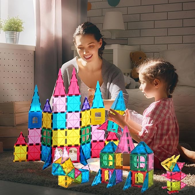 Jasonwell Magnetic Tiles Kids Magnetic Blocks Building Sets 3D Magnet Tile Building Blocks Toy Construction Educational STEM Toys Gifts for Toddlers Boys Girls 3 4 5 6 7 8 9 10 + Year Old