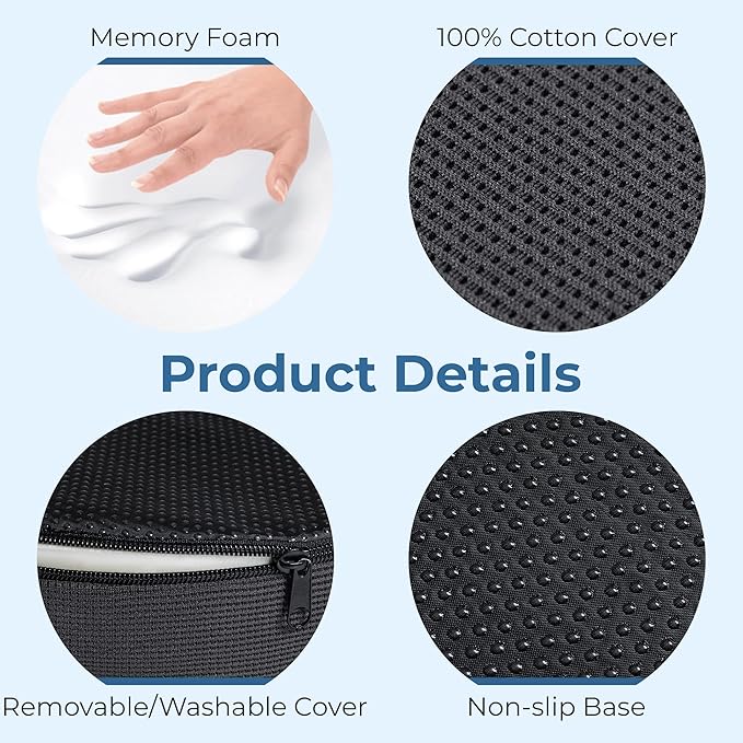 5 STARS UNITED Donut Pillow Hemorrhoid Tailbone Cushion – Large Cushion for Pain Relief – Coccyx, Prostate, Sciatica, Pelvic Floor, Pressure Sores, Pregnancy, Postpartum Recovery, Dark Gray