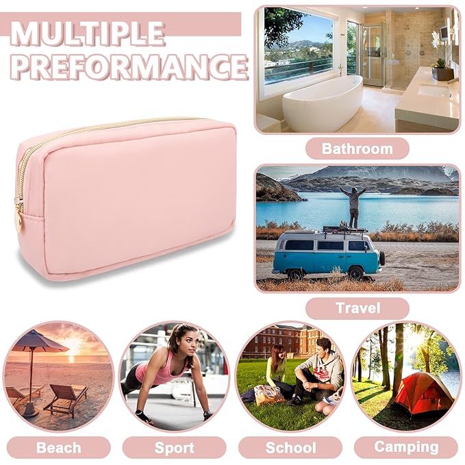 UIXIZQ Small Makeup Bag Pouch for PurseNylon Travel Toiletry Storage Bag Cute Preppy Cosmetic Bag for Women Girls,Waterproof Makeup Organizer Bag Pouch Skincare Bag Purse with Zipper (Small-Flamingo)