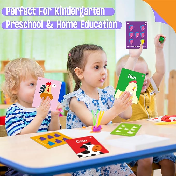 Animal Flashcards, 50 Double-Sided Cards, Wild/Farm/Marine Animal Cards Educational Learning Tools for Preschool and Toddlers Learning (2 Reclosable Rings Attached)