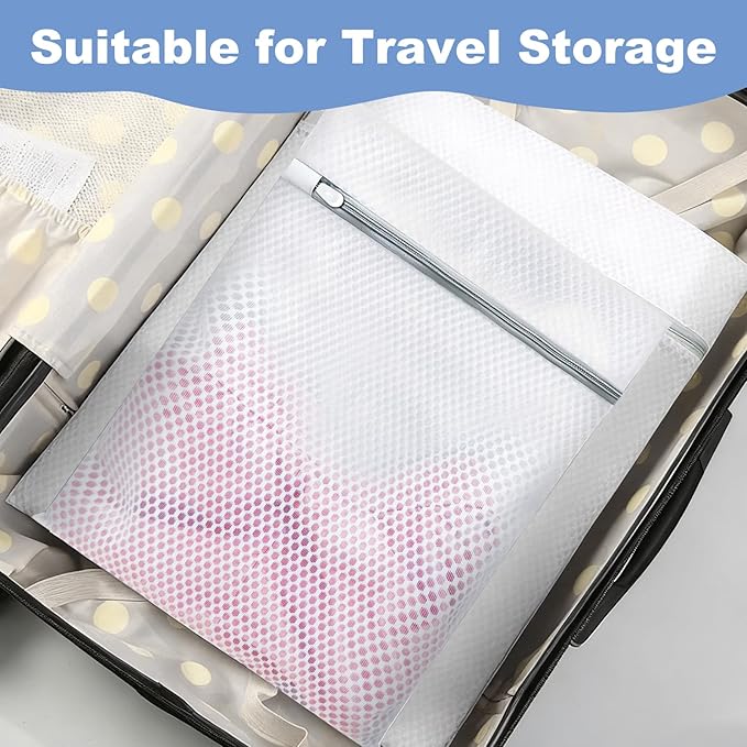 Laundry Bags Mesh Wash Bags for Delicates, Upgraded Honeycomb & Fine Mesh, Extra Durable with Sturdy Zippers, Protect Clothes in Washing Machine Essentials for Home, College & Dorm, 12 x 16 in 4-Pack